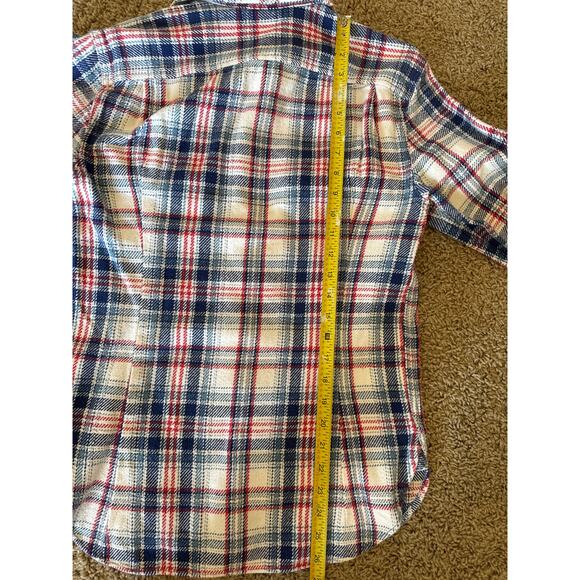 Gap Red White Blue Tattersall Plaid Women’s Heavyweight S Flannel LS Button Up. - Picture 6 of 7